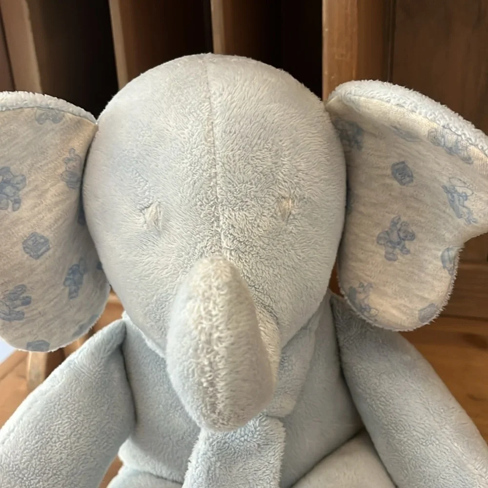 Ralph Lauren Plush Elephant Stuffed Animal Blue Horse Logo 14” Long